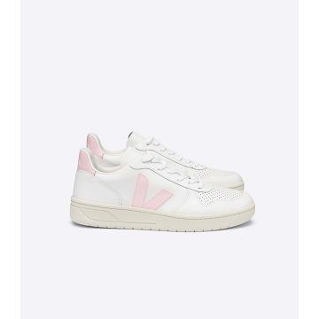 Veja V-10 LEATHER Tornacipő Női White/Pink | HU 659RVD